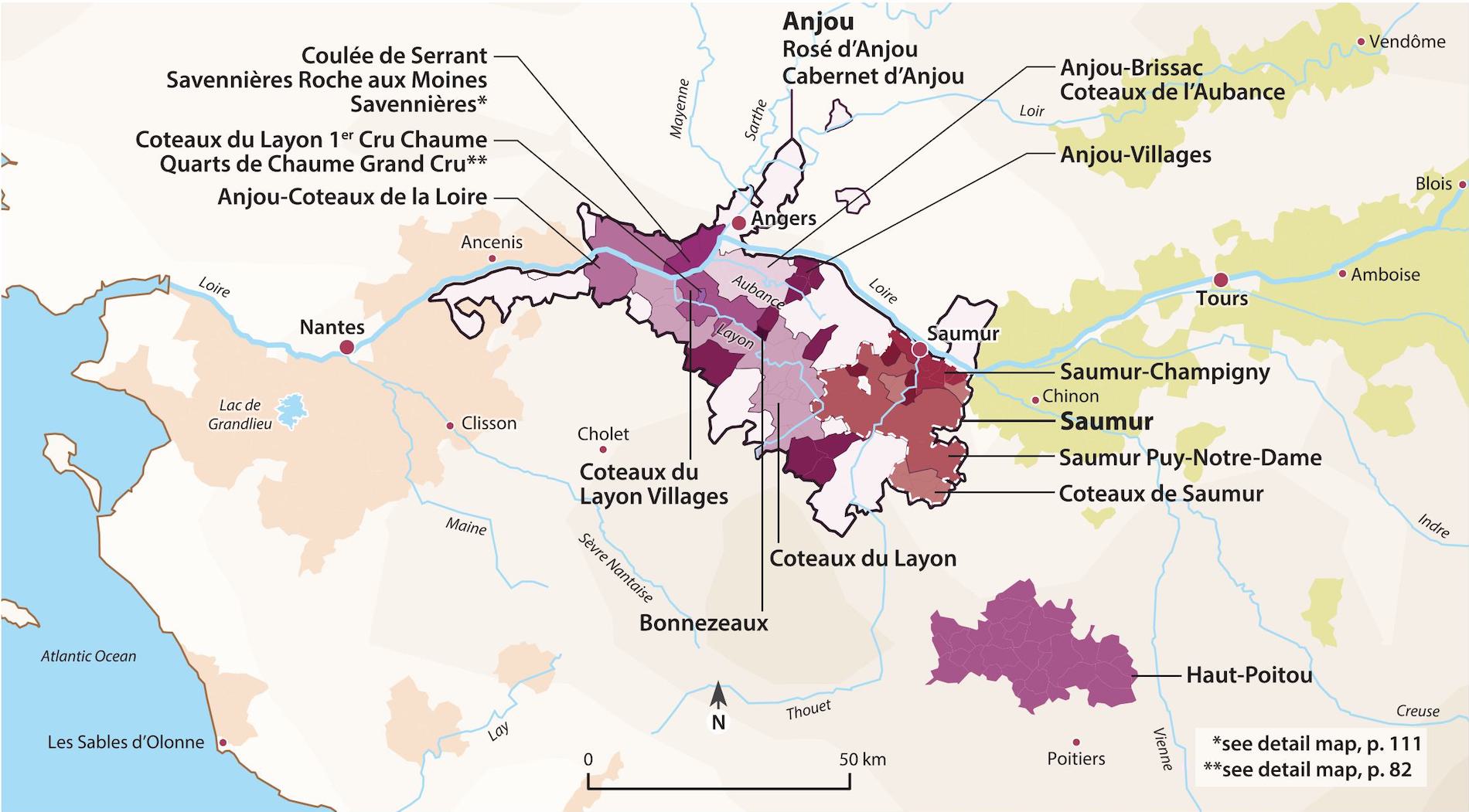 Map showing Anjou and Saumur