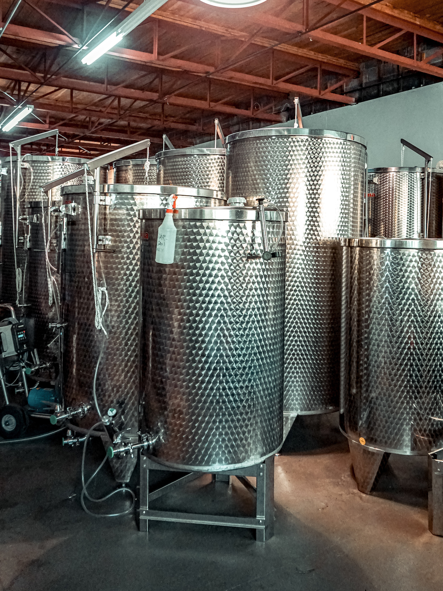 Tall stainless steel tanks